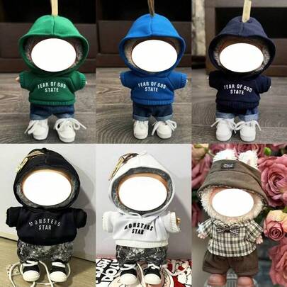 [Clothes Only] 17CM Casual Fashion Sweatshirt Set, 1st/2nd/3rd Generation Vinyl Figure Doll Accessories, Stylish & Versatile Sweatshirt & Pants Set For LABUBU (Excluding Doll And Shoes)