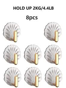 1pc/2pcs/3pcs/4pcs/5pcs/8pcs/10pcs/20pcs轻奢贝壳镀金挂钩，无需钻孔安装厨房浴室防水挂钩，高承重多功能粘钩返校 - 彩色 - 查看 18