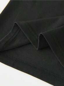 Camiseta infantil de moda, 100% algodón, con estampado de monograma, elegante y cómoda camiseta de manga corta con cuello redondo, adecuada para primavera y verano, adecuada para la ropa infantil para la vida diaria. - Negro - Ver 3
