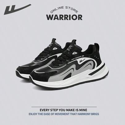 WARRIOR 战士舒适街头风格厚底男鞋春秋舒适跑步鞋简约风格休闲时尚运动鞋全年适用耐磨全天穿着训练运动鞋