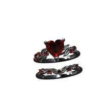 2pcs/Set Vintage Green Cubic Zirconia Heart Shaped Gold Plated Rings Set, Suitable For Valentine's Day, Parties And Daily Wear, Shiny And Durable Accessory