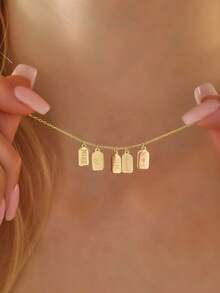 1件个性化条形吊牌项链，可刻多个名字，女士项链，母亲节礼物，简约刻字姓名/日期吊牌挂件，不锈钢材质，可刻1-5个名字，不锈钢饰品，通用礼物，适合周年纪念日、生日、海滩休闲等场合，男女皆宜 - 彩色 - 查看 7