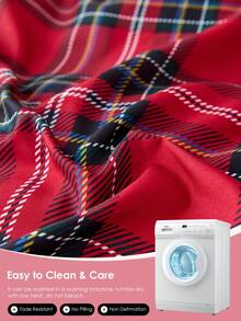 1 pieza Sábana ajustable impresa con cuadros rojos navideños, se ajusta fácilmente a colchones de 9 a 12 pulgadas, suave, sin arrugas, transpirable y cómoda, para camas de todos los tamaños, lavable a máquina. Sábana ajustable decorativa y elegante para el dormitorio o la residencia, certificada Oeko-Tex