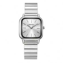 1 件女士简约时尚百搭石英不锈钢表带手表，适合日常装饰 - 銀色 - 查看 7