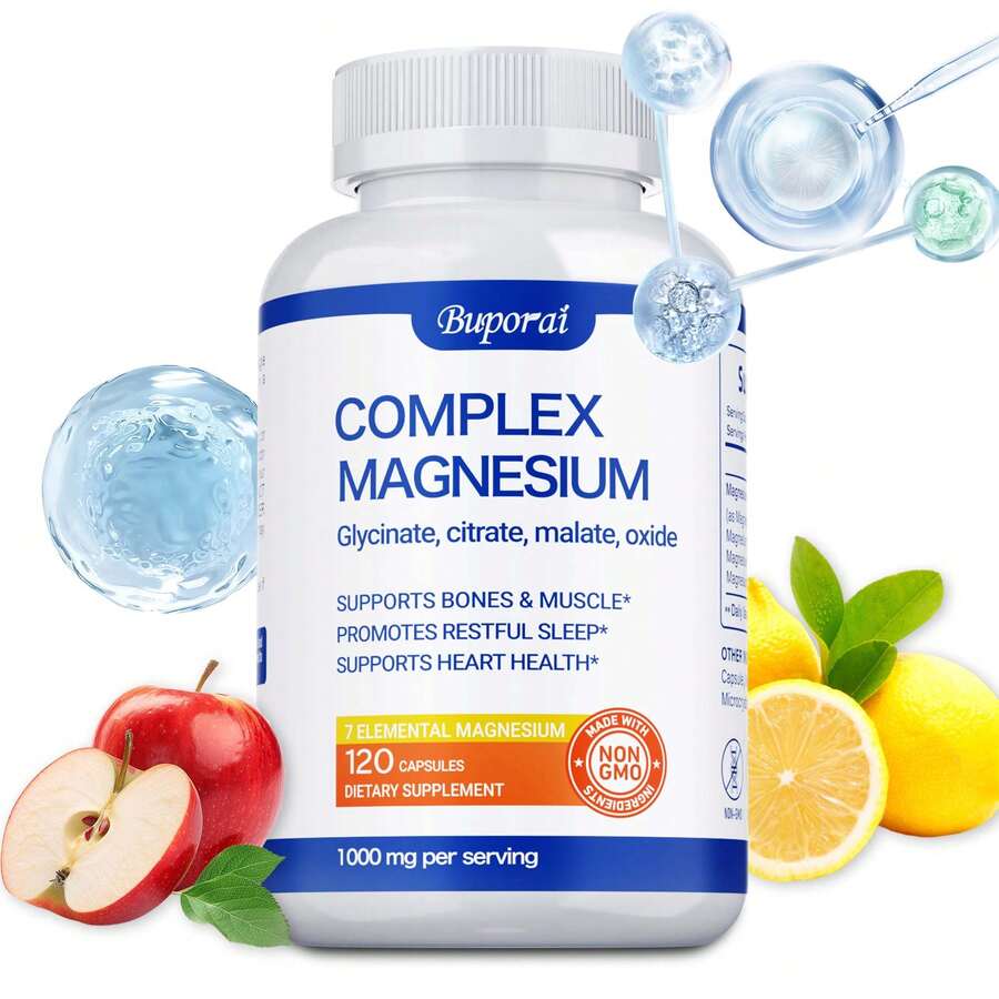 BUPORAI Cápsulas De Complejo De Magnesio: Favorecen La Salud General, Refuerzan El Sistema Inmunitario, Promueven La Salud Ósea Y Muscular Y Mejoran El Sueño (120 Unidades) - 120 cápsulas - Ver 1