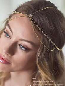 1pc Crystal Zirconia Chain Headpiece, Fashion Bohemian French Elegant Summer Headband For Wedding, Party, Holiday, Daily Wear (Handmade, 1-3cm Variance)
