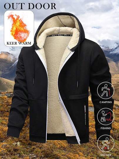 Autumn/Winter New Sherpa Fleece Lined Hooded Cardigan Jacket
