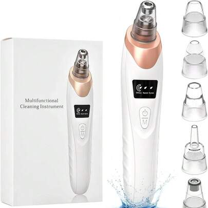Blackhead Pore Removal Vacuum, Facial Pore Cleanser - 5 Suctions, 5 Probes, USB Rechargeable Blackhead Vacuum Kit, Acne Removal Tool For Adults. Suitable For Bathrooms. Bedchamber. Holiday Gifts For Female Friends And Female Classmates In Places Such As Travel,Back To School