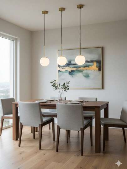 1pc Moderne Minimalist Stylish Adjustable Spherical Hang Light, E27 Socket, Hard Wired, Living Room, Dining Bedroom, Showroom, Office, Bulb Not Included view 2