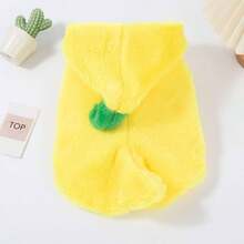 1件宠物卫衣，香蕉图案，蓬松加厚保暖连帽外套，适合猫狗，可爱宠物服装，宠物圣诞礼物
