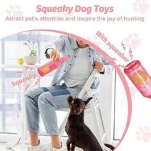 Crunch and Bottle Dog, Zentric Crunchnplay Bottle Dogs, Pet Chew Beer Bottle with Tennis Ball, Squeaky Plastic Bottle Dog Small Medium Big 1* Pink - 1*Verde - Ver 5