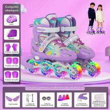 Inline Skates For Men And Women, Beginners, Complete Set, Adjustable Size - Purple - View 3