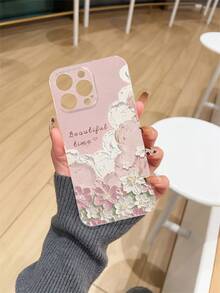 1pc Thick Transparent Anti-Drop UV Painted TPU Phone Case With Pink Oil Painting Design, Compatible With IPhone 17, Galaxy, Pixel 6a/7/8/9/10 Pro XL Series, Provides Lens Protection - Multicolor - View 5