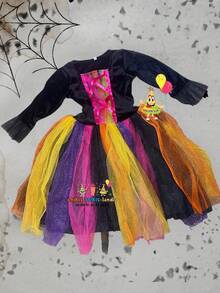 Disfraz Niña Brujita Halloween para Bebe y Nña, Hermoso Vestido Día de muertos Halloween, Festividad, Noche de Halloween - Multicolor - Ver 3