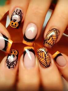 24-Piece Nail Set, All Kinds Of Press-On Nails, Nail Art Supplies - Random Delivery 1 Piece, Halloween Theme Nails (Random Delivery)