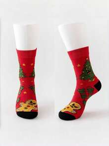 4 Pasang Kaos Kaki Ukuran Besar Motif Natal Warna Acak Lucu untuk Pasangan - MultiWarna - View 3