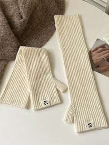 1 Pair Of Autumn And Winter Long Finger Gloves, Solid Color Design And Fashionable Sense Of Fashion, Suitable For Cycling Scenarios, Can Meet The Warmth And Cold Demand