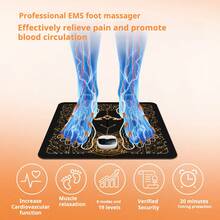 EMS智能穴位足部按摩垫 - 锻炼足部肌肉 - 助您保持健康 - 非USB充电式脉冲按摩器，放松双脚，提升日常舒适度，便携可折叠设计 - 全新升級款黑色震動腳墊 - 查看 7