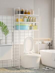 1pc Simple & Elegant Iron Bathroom Storage Rack, Multi-Tier Toilet Top Organizer, Laundry Room Shelf, Waterproof Space-Saving Bathroom Storage Rack - Multicolor - View 5