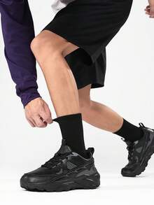 All Season Men's Basketball Shoes, Training Shoes, New Large Size Men's Shoes, Rubber Sole, Student Sports Casual Shoes, High Elasticity Shoes (Random Sole Pattern) - Black - View 3