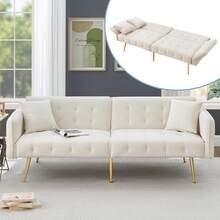 Two-Seater Multifunctional Sofa Bed With Bed Function, Adjustable Backrest, And Multi-Position Armrests. Modern Folding Sofa Bed For The Living Room – Velour Upholstery. Spacious Sleeping Area.