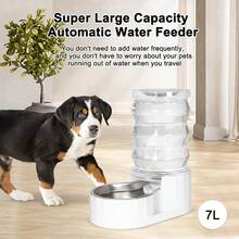 RIZZARI Automatic Pet Waterer Gravity Stainless Steel Water Dispenser 7L For Cats And Small Dogs - White - View 6