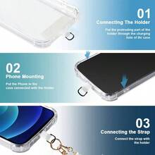 - Cordn universal para telfono, cadena de metal perla para telfono celular, correa cruzada para mujeres y nias, con parches, cordones desmontables antirrobo, alrededor del cuello, para - inicial - Ver 8