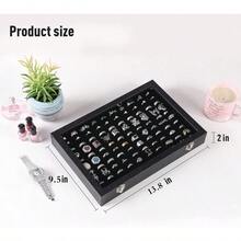 Pengup 100 Slots Ring Case Organizer Display BoxRings Holder Storage Boxes For Jewelry Showcase With Glass Lid Black Velvet .