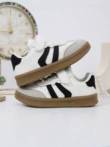 1 Pair Kids' Fashion Soft Bottom Casual Sneakers, Children Students Versatile Canvas Shoes, Toddler Leather Flat Shoes - Apricot - View 5