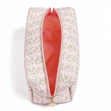 Makeup Bag Travel Cosmetic Bag For Women Girls, Zipper Make Up Pouch, Floral Flowers Toiletry Organizer Makeup, Portable Storage Cosmetic Travel Cloth Bag (Pink){"Color_name":"A1Pink"} - A1Pink - 查看 3