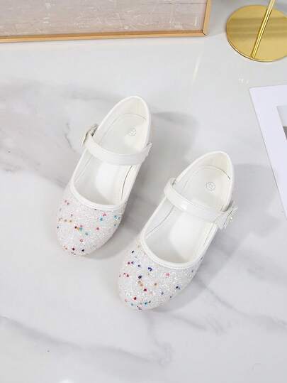 1 Pair Fashion Versatile Pink Girl Pearl Cute Flat Shoes, Round Toe, Suitable For Daily Wear, Dancing, Outdoor, Decorated With Sequins, Closed Toe Princess Shoes, Spring And Autumn