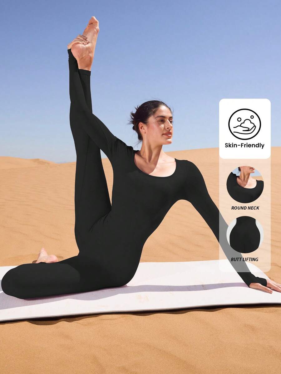 Yefecy Women's Basic Yoga Running High Stretch Sports Jumpsuit