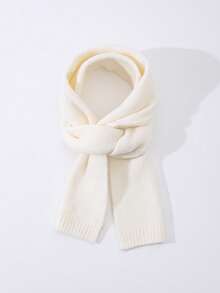 1 chiếc khăn choàng thời trang màu trơn dành cho nữ, thích hợp mặc hàng ngày vào mùa thu/đông để giữ ấm và mặc đi tiệc - A - Xem 5