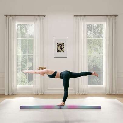 SOOZIER 7 pieds Poutre d'équilibre pliante, poutre de gymnastique avec fond antidérapant, équipement de gymnastique au sol pour enfants, débutants et gymnastes professionnels, entraînement à domicile, multicolore