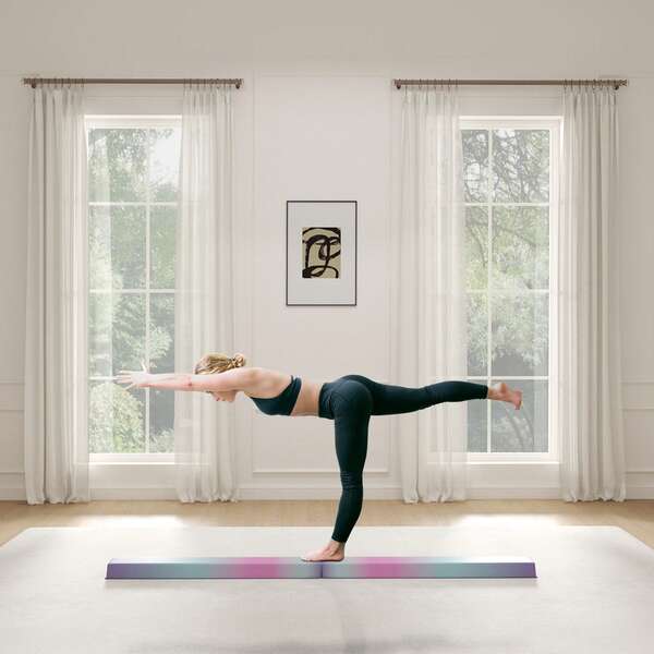 SOOZIER 7 pieds Poutre d'équilibre pliante, poutre de gymnastique avec fond antidérapant, équipement de gymnastique au sol pour enfants, débutants et gymnastes professionnels, entraînement à domicile, multicolore