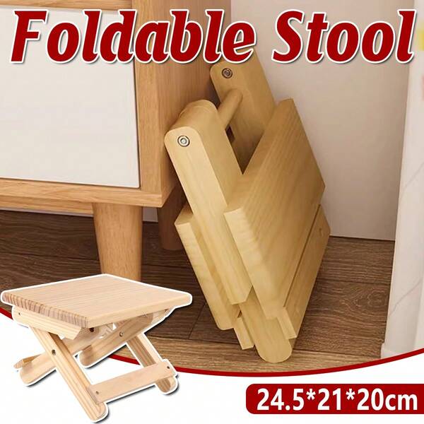 Aimall Foldable Step Stool, Wooden Step Stool With Non-Slip Rubber Feet, Foldable Single Step Stool For Adults And Seniors, Portable Bed Step For High Beds, Kitchens, Bedrooms, Bathrooms, RVs, No Assembly Required