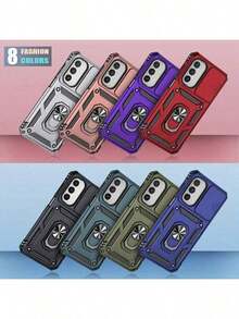 军规级防震时尚红色手机壳，兼容三星Galaxy A55 A36 A26 A16 A54 A34 A14 A15 A05 5G，带滑动摄像头盖和内置360度旋转指环支架，磁吸式防震设计，也适用于Galaxy S25 S24 S23 S22 S21 S20 Plus Ultra FE，国际版，非国内版，商务礼品 - 紅色 - 查看 10