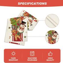 1 peça de caminho de mesa de Natal fofo em formato de boneco de neve de gengibre, decoração sazonal para árvore de inverno, adequado para decoração de mesa de jantar de cozinha para reuniões familiares, tamanho 33 x 277 cm