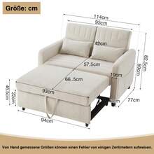 [Sofa Bed With Sleeping Function] Two-Seater Folding Sofa, Extendable Design, Simple And Modern Style, Three-Step Adjustable Backrest, Breathable Cotton And Linen Fabric - Beige + Foam + 2 Seat - View 9