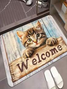 1 قطعة - تصميم قطة جميلة - ديكور عطلة - ديكور يومي - هدية عطلة - بساط مدخل - بساط خارجي - بساط داخلي - سجادة صغيرة - فلانيل ناعم، قابل للغسل في الغسالة، متين، مقاوم للبقع، سريع الجفاف - متعدد الألوان - مشاهدة 5