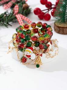 Christmas Beaded Reindeer Bracelet, Cute Niche Versatile Sweet Accessory