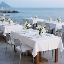 6 White Polyester Tablecloths 60x102 Inches - Washable Rectangular Table Cloth, Suitable For Weddings, Camping, Banquets, Table Decoration