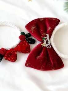 1pc Girls' Holiday Outfit Christmas Headwear Velvet Red Sequin Bow Headband Cute Reindeer Antler Hairband Hair Accessory, Suitable For Holiday Parties, Stage Performances, And Christmas Photos