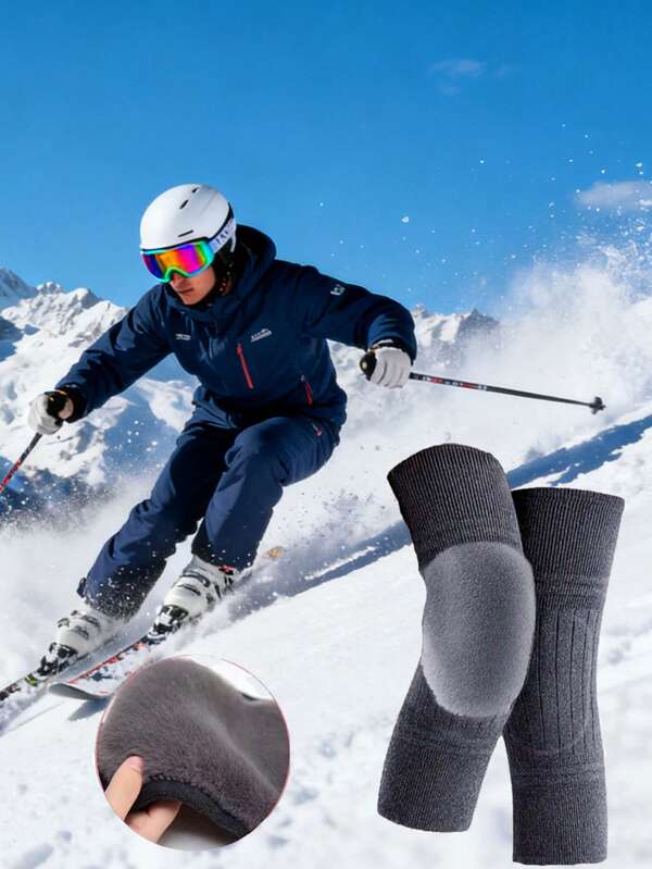 1 pieza/2 piezas Rodilleras gruesas y cálidas para invierno, protección contra el frío, cubiertas para las piernas cálidas para deportes, accesorios de gimnasio, rodilleras deportivas, rodilleras de gimnasio, rodilleras gruesas y cálidas, mantén tus rodillas calientes y protégelas del frío, adecuadas para ciclismo, esquí, pesca, patinaje y deportes al aire libre en clima frío