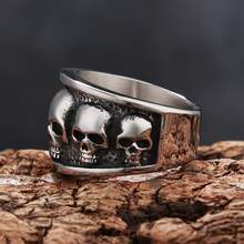 1 bucată retro inel din oțel inoxidabil argintiu hip hop punk cranii bandă inel pentru bărbați femei motociclist îmbrăcăminte zilnică de petrecere