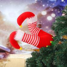 Christmas Tree Picks Stuffed Elf Legs Decorations Holiday Tree Topper For Home Party Ornaments - Red - View 2