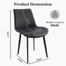 Dining Chairs, Modern PU Leather Dining Room Chair With Sturdy Metal Legs, Upholstered Seat Dinner Chairs Accent Side Chairs For Indoor Kitchen Living Room (Black, Set Of 2),23063943 - 黑色 - 查看 2