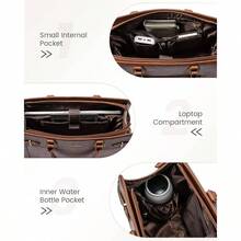 Laptop Bag Women 15.6 Inch Work Tote, Business Computer Briefcase, Waterproof PU Leather Tote Bag Teacher, Office Shoulder Tote Purse - 15,6 inch + Nâu (Da cổ điển) - Xem 7