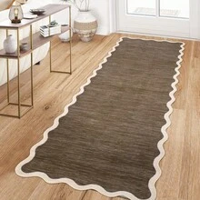 Kitchen Modern Simple Home Decor Area Rug Thin Low Pile Washable Carpet Soft Non Shedding Bordered Floorcover Easy To Clean Non Slip Entrance Runner Rug Stain Resistant Printed Mat Throw Rug For Hallway Bathroom Bedroom Dinning Room Laundry Living Room - Brown - View 4