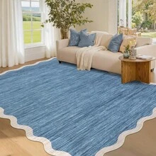 Kitchen Modern Simple Home Decor Area Rug Thin Low Pile Washable Carpet Soft Non Shedding Bordered Floorcover Easy To Clean Non Slip Entrance Runner Rug Stain Resistant Printed Mat Throw Rug For Hallway Bathroom Bedroom Dinning Room Laundry Living Room - 灰藍色 - 查看 1